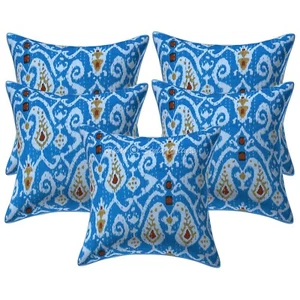Boho Hippie Yoga Pillow Case Indian Cushion Cover Blue Kantha Meditation - Picture 1 of 6
