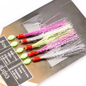 Paquetes de 5/10 señuelos plataforma plumas de caballa pesca marina 3-6 ganchos bacalao lubina pollack - Imagen 1 de 23