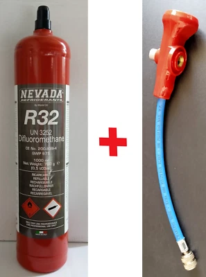 KIT COMPLET RECHARGE DE GAZ RÉFRIGÉRANT R32 BOUTEILLE 780 g CLIMATISEURS - Photo 1/4