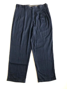 Croft & Barrow Size 36x29 Navy Pleated Cuffed Adjust. Waist Dress Pants Men's - Picture 1 of 10
