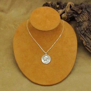 Sterling Silver Jesus Medal Necklace 18" - Picture 1 of 9