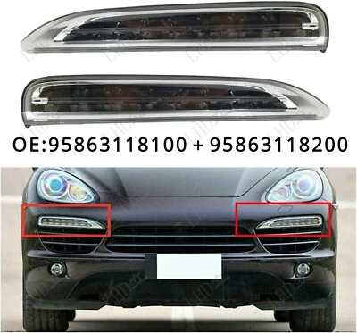 Pair Front Bumper Daytime Run Light Lamp LED DRL Fit For Porsche Cayenne 11-14; - Image 1 of 4