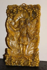 Scultura in cera 3D vintage Baviera Germania rilievo da parete arte personaggio contadino - Foto 1 di 4