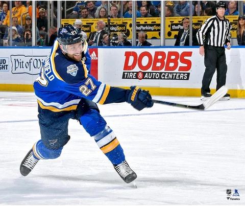 Alex Pietrangelo St. Louis Blues Unsigned Blue Jersey Shooting 20" x 24" Photo Cover