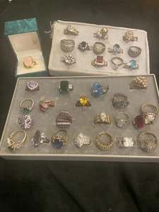 Lot Of 35 Sterling Silver 925 Gemstone Rings + 10 Unmarked Gemstone Rings-45pcs - Picture 1 of 21