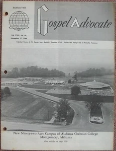 1966 GOSPEL ADVOCATE ~ ALABAMA CHRISTIAN COLLEGE ~ CHURCH OF CHRIST ~ VG - Imagen 1 de 2