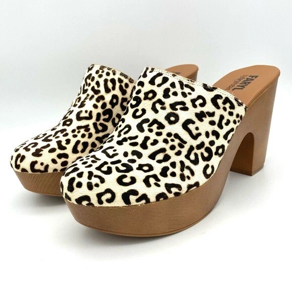 Mules de plataforma FARYL by Farylrobin Lanette para mujer talla 11 pelo de becerro leopardo Foto 1 de 4