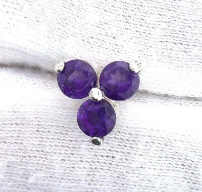 Three 5mm Round African Amethyst Gemstone Gem Sterling Tie Tack ESTT40/3624 - Image 1 of 3