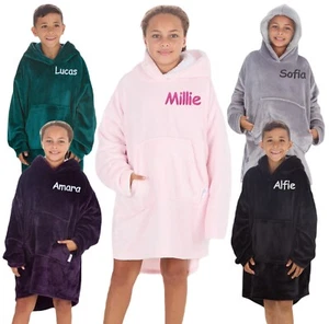 Personalised Boys Oversized Hoodie Lounge Hooded Blanket Custom Embroidery Name - Picture 1 of 36
