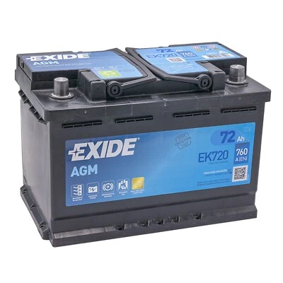 Exide EK720 AGM Autobatterie 12V 72Ah EN760A START-STOP STARTERBATTERIE PKW - Bild 1 von 4