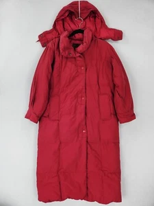 Abrigo Eddie Bauer Mujer XS Pequeño Rojo Vintage Plumón de Ganso Parka Larga Con Capucha Invierno - Imagen 1 de 16