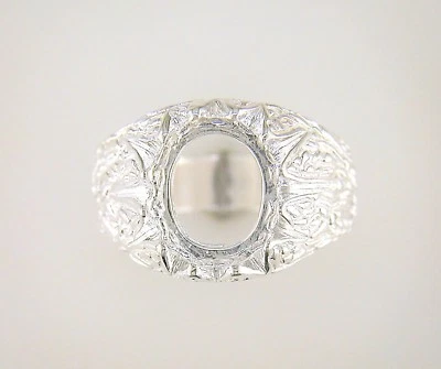 Mens Oval Cabochon Donello Ring Setting Sterling Silver - Image 1 of 3