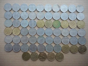 Belgium 5 Francs 1948-1998 Baudouin I & Albert II (Lot of 65 Coins) - Picture 1 of 2