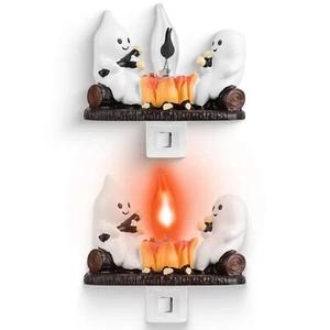 2pcs Ghost Campfire Flickering Night Light Flame Nightlight Halloween Decoration - Picture 1 of 12
