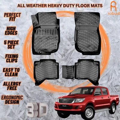 Tapetes forros moldeados en 3D para Toyota Hilux 2011-2015 para todas las estaciones de alta resistencia Foto 1 de 4