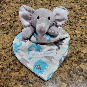 Petite L'amour blau weiß Sherpa grau Elefant Lovey Plüsch Sicherheitsdecke   - Bild 1 von 6