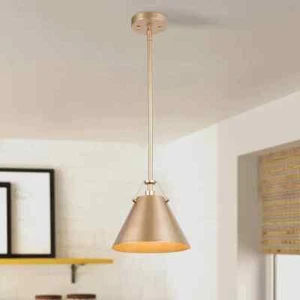 Mid-Century Modern 1-Light Brass Gold Cone Kitchen Island Pendant Lights - Picture 1 of 10