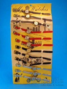 VINTAGE 60ER JAHRE EIN DUTZEND "MEINE UHREN" DISPLAY KARTE MIT SPIELZEUGUHREN JAPAN - Bild 1 von 7