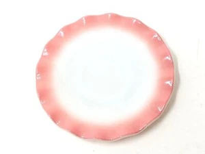 Vintage Hazel Atlas Crinoline Ruffled Edge Pink/White Glass 5.5" Saucer MCM 50's - Picture 1 of 7