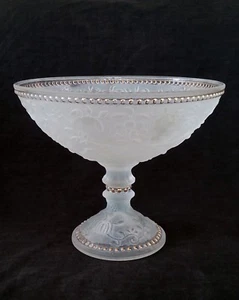 Vintage McKee pressed frosted glass compote, ca 1930', 9 inches - Picture 1 of 12