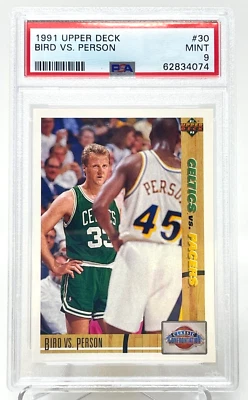 1991 Upper Deck #30 BIRD VS PERSON PSA 9 MINT Celtics - Image 1 of 2