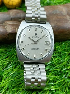 AUTHENTIC ROAMER MUSTANG ROTO 44 DATE SWISS MEN'S MOD.471 SILVER DIAL VINTAGE - Picture 1 of 24