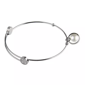 Ernstes Design Armreif Edelstahl A214 WHP mit Perle Kugel Armband - Bild 1 von 3