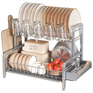 2 Tier Dish Drying Rack and Drainboard Set, Large Stainless Steel Dish Draine... - Picture 1 of 6