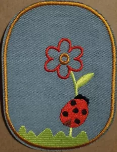 Ladybug with Flower embroidered Iron on patch - Picture 1 of 2