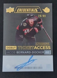 2021-22 UD Credentials Jacob Bernard-Docker Ticket Access Acetate Auto #DTA-JB  - Picture 1 of 3