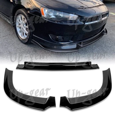 适用于 2008 - 2015 三菱 Lancer RA 风格彩绘黑色前保险杠剧透唇 — 第 1/4 张图片