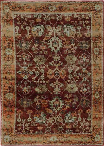 2x3 Sphinx Red Bordered Scrolls Floral Door Mat 7154A - Aprx 1' 10" x 3' 2" - Picture 1 of 1