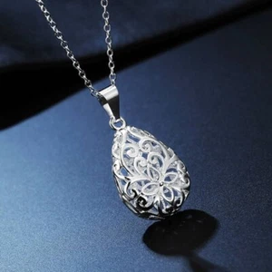 925 Sterling Silver Hollow drop necklace for women jewelry Luxury fashion - Picture 1 of 5