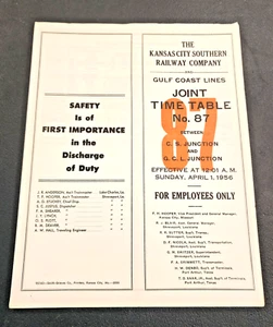 1956 Kansas City Southern Railway 87 Timetable Railroad RR Gulf Coast Lines R247 - Picture 1 of 9