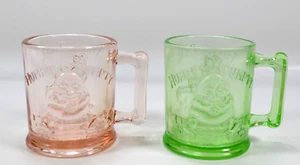 2 Vtg Indiana Glass Tiara Humpty Dumpty Green & Pink Mug Cup 6oz - Picture 1 of 11