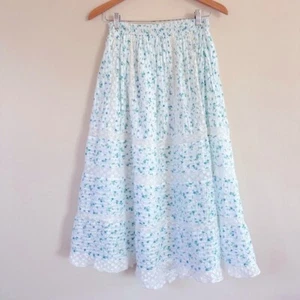 LoveShackFancy Falda Midi Eponda Floral Volantes Encaje Talla S - Imagen 1 de 9
