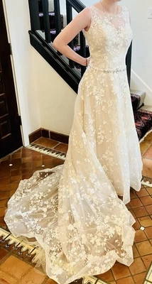 Vestido de novia Kenneth Winston Private Label by G de encaje marfil, talla callejera 6-8 Foto 1 de 4