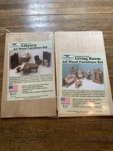 Greenleaf Wooden Dollhouse Furniture Kit New Library Living Room - Picture 1 of 4
