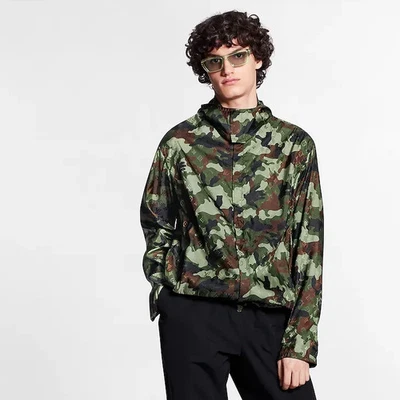 $2400 LOUIS VUITTON men's camo windbreaker jacket with hood sz 54 / XL - Image 1 of 4