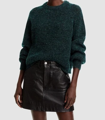 Single Thread Women's Green Wool Mixed-Rib Long Sleeve Crewneck Sweater Size M - Image 1 of 2