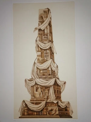 NEU: Potsdam-Obelisk, Farbradierung v.  2 Platten, E.A.  signiert, Schoenfelder - Bild 1 von 4