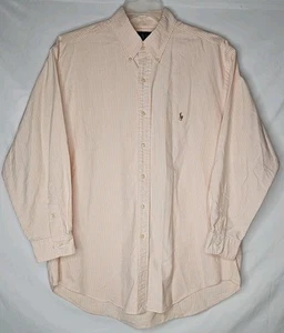 Ralph Lauren Yarmouth Oxford Button Up Hemd Herren 17 32/33 lachs weiß gestreift  - Bild 1 von 5