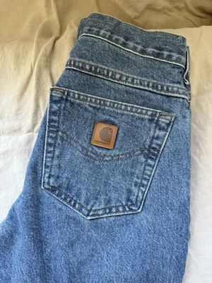Pantalones de mezclilla para mujer vintage Carhartt 28x32 azul calce relajado pierna recta Foto 1 de 4