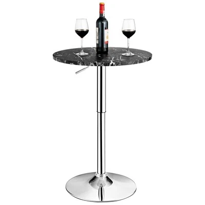 Modern Round Marble Bar Table Height Adjustable 360° Swivel Counter Pub Table - Image 1 of 4
