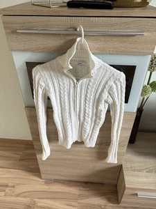 Strickjacke Creme subdued S mit Reißverschluss Zopfmuster Neu - Bild 1 von 1
