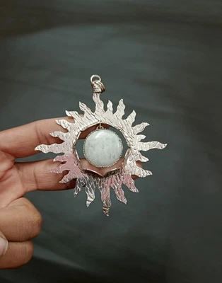 Handmade Rainbow Moonstone Gem Pendant Sterling Silver Pendant Gift for Her - Image 1 of 4