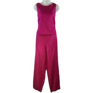 East Pink Silk Blend Sleeveless Straight Leg Two Piece Set UK 12 - Picture 1 of 14