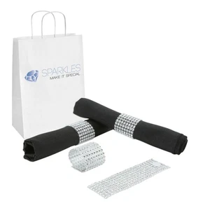 400 Rhinestone Napkin Rings 8 Row - Reusable Fasteners - silver diamond wedding - Picture 1 of 5