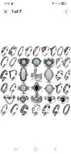 Set Anelli Nocche Argento 17IF Vintage per Donna Uomo, Anelli Grossi Estetici - Foto 1 di 8