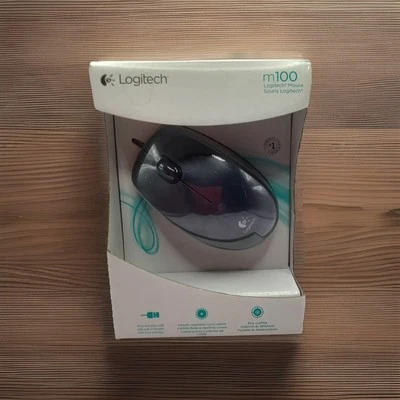 Logitech M100 USB Wired Optical  Mouse New In Original Factory Sealed Box - Image 1 of 4
